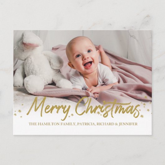 Carte Postale Parties scintillant d'or photo manuscrite Joyeux N (Devant)