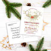 Carte Postale Parties scintillant d'or Reindeer Noël Fête Invita