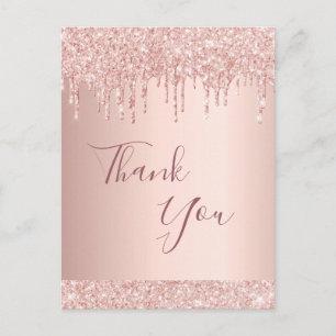 Carte Postale Parties scintillant d'or rose d'anniversaire goutt