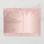 Carte Postale Parties scintillant d'or rose d'anniversaire goutt (Dos)