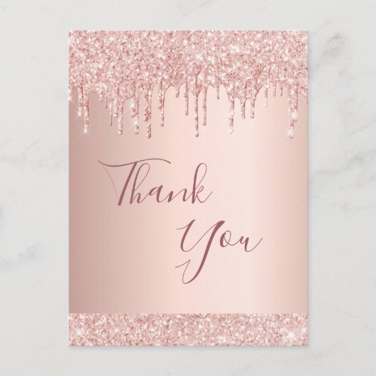 Carte Postale Parties scintillant d'or rose d'anniversaire goutt (Devant)