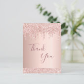 Carte Postale Parties scintillant d'or rose d'anniversaire goutt (Debout devant)