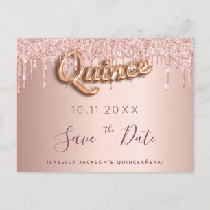 Carte Postale Parties scintillant d'or rose Quinceanera enregist