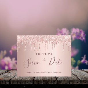 Carte Postale Parties scintillant d'or rose Quinceanera enregist