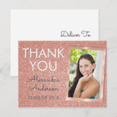 Carte Postale Parties scintillant d'or rose Rose Merci de gradu (Devant / Derrière)