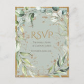 Carte Postale Parties scintillant d'or rustique verdure Mariage  (Devant)