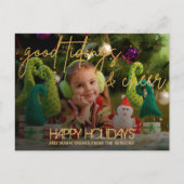 Carte Postale Parties scintillant d'or Script Festive Noël (Devant)