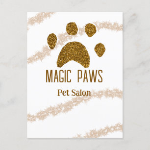 Carte Postale Parties scintillant dorée pattes animal salon ajou