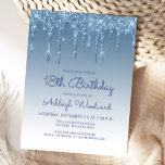 Carte Postale Parties scintillant Drips Blue 18th Birthday Party<br><div class="desc">Cette invitation branchée à 18e anniversaire présente une bordure brillante bleue imitant la parties scintillant et un arrière - plan sombre. Les mots "18e anniversaire" et le nom de l'invité d'honneur apparaissent dans un script décontracté en bleu manuscrit,  le reste du texte personnalisable en bleu sans serif.</div>