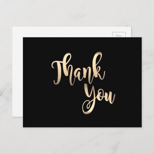 Carte Postale Parties scintillant en métal Merci d'or noir propr (Devant / Derrière)