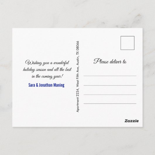 Carte Postale Parties scintillant en or bleu chic gouttes Noël n (Dos)