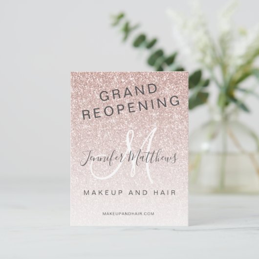 Carte Postale Parties scintillant en or rose réouverture Salon C (Debout devant)