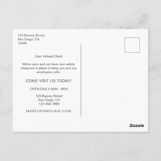 Carte Postale Parties scintillant en or rose réouverture Salon C (Dos)