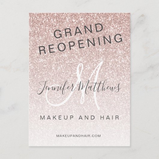 Carte Postale Parties scintillant en or rose réouverture Salon C (Devant)