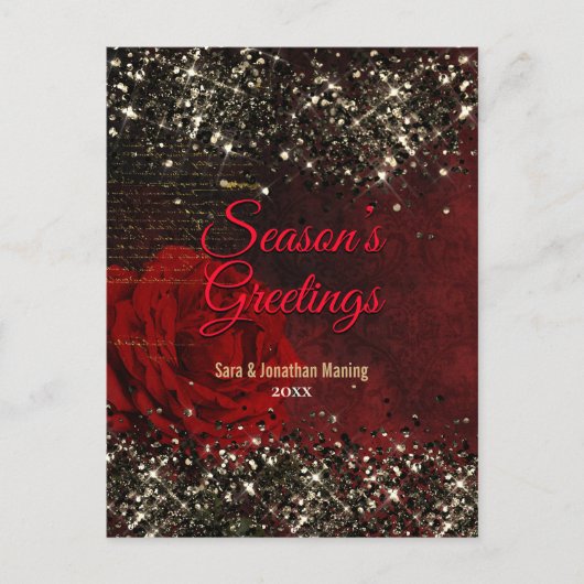 Carte Postale Parties scintillant en or rouge chic parties scint (Devant)