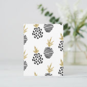 Carte Postale Parties scintillant et ananas abstraits noirs. (Debout devant)