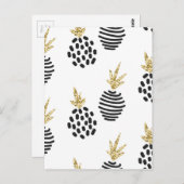 Carte Postale Parties scintillant et ananas abstraits noirs. (Devant / Derrière)
