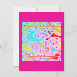 CARTE POSTALE PARTIES SCINTILLANT ET BULLES DESIGN PASTELS ART