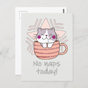 Carte Postale Parties scintillant Faux, Chat mignon en Mug de Ca
