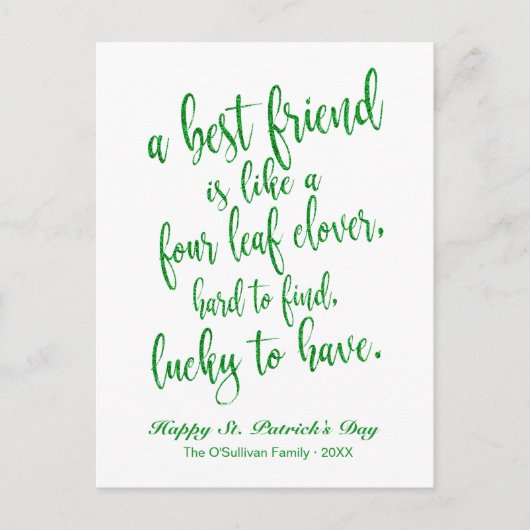 Carte Postale Parties scintillant Friendship Irish Proverb St. P (Devant)