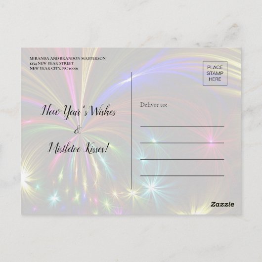 Carte Postale Parties scintillant Gold de luxe Nouvel An Sove Pa (Dos)