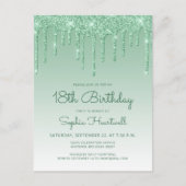 Carte Postale Parties scintillant Green 18th Birthday Party Invi (Devant)