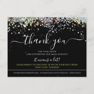 Carte Postale Parties scintillant holographique Black Elegant Ca