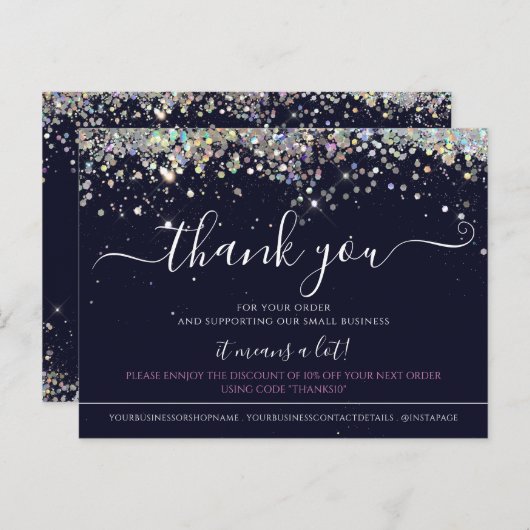 Carte Postale Parties scintillant holographique Bleu Élégant Car (Devant / Derrière)