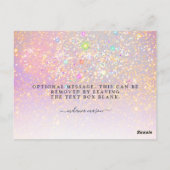 Carte Postale Parties scintillant holographique Glam Élégant Mer (Dos)