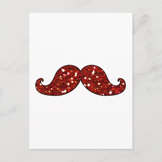 Carte Postale Parties scintillant IMPRIMÉE FUNNY RED MUSTACHE (Devant)