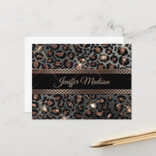 Carte Postale Parties scintillant Leopard Black Gold personnalis
