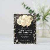Carte Postale Parties scintillant moderne Black Gold Glam Balloo (Debout devant)