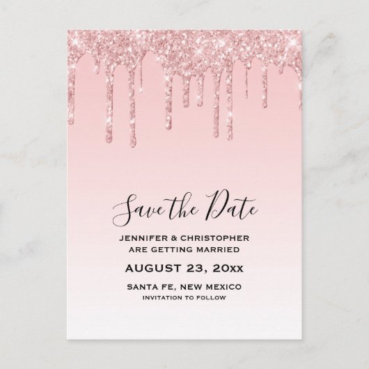 Carte Postale Parties scintillant moderne tendance rose Faux Enr (Devant)