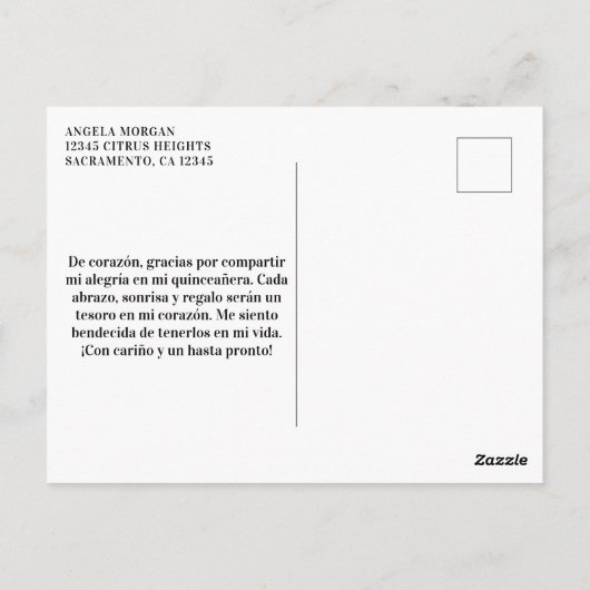 Carte Postale Parties scintillant noire en argent rose goutte Qu (Dos)