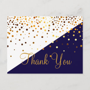 Carte Postale Parties scintillant Or Bleu Merci tendance peu coû