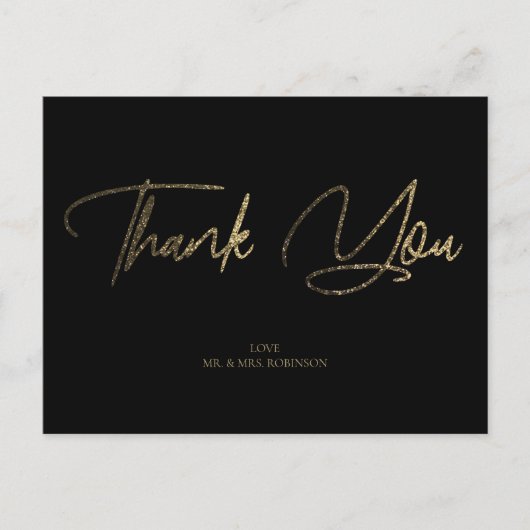 Carte Postale Parties scintillant or et argent Chic Merci noir P (Devant)