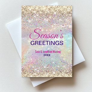 Carte Postale Parties scintillant or irisé Noël nouvelle année