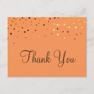 Carte Postale Parties scintillant Or Orange Merci tendance à bas