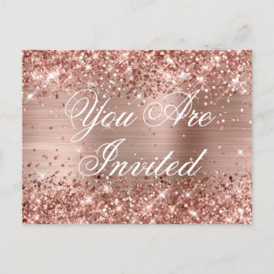 Carte Postale Parties scintillant or Rose Faux Sweet sixteen à h