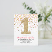 Carte Postale Parties scintillant or rose mignonne Confetti fill (Debout devant)