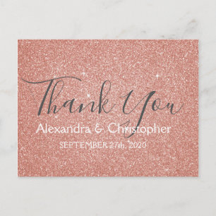 Carte Postale Parties scintillant or rose rose et Merci étincela