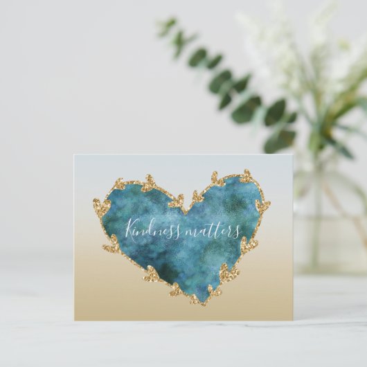 Carte Postale Parties scintillant or Vert Turquoise Aqua Bleu Te (Debout devant)