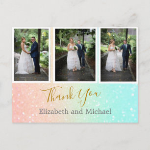Carte Postale Parties scintillant Photo Collage Elégant Merci de