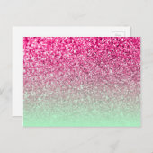 Carte Postale Parties scintillant photo rose chaud et Ombre vert (Devant / Derrière)