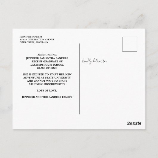 Carte Postale Parties scintillant rose 2020 Faire-part de gradua (Dos)