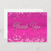 Carte Postale Parties scintillant rose chaud Merci Bokeh (Devant / Derrière)
