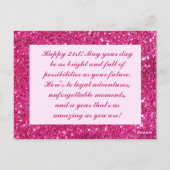 Carte Postale Parties scintillant rose Chic Cute 21 Joyeux anniv (Dos)