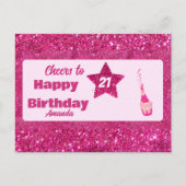 Carte Postale Parties scintillant rose Chic Cute 21 Joyeux anniv (Devant)