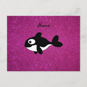 Carte Postale Parties scintillant rose d'épaulard de nom personn