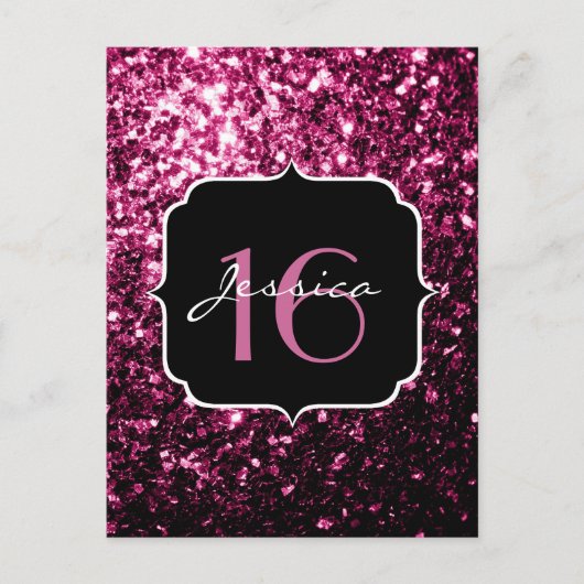 Carte Postale Parties scintillant rose foncé brillant étincelant (Devant)